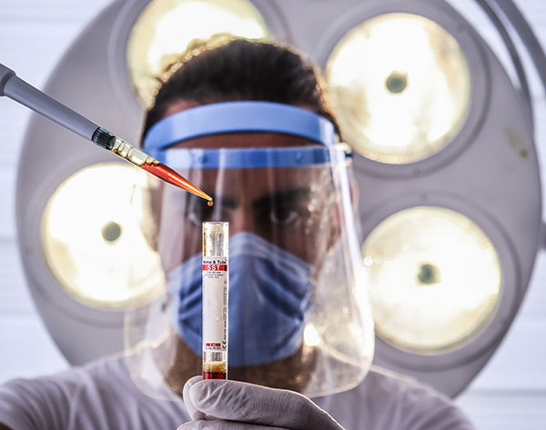 Blood techinician working