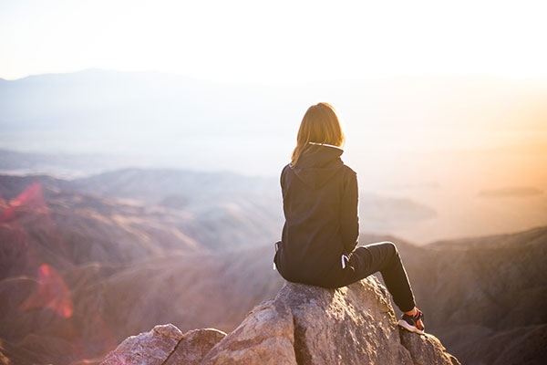 lady looking out over mountains